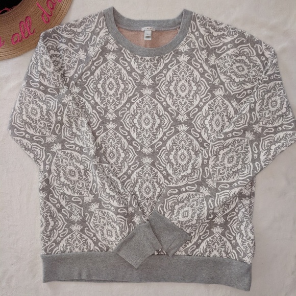 J. Crew Sweaters - J Crew Grey Paisley Print Sweatshirt Medium